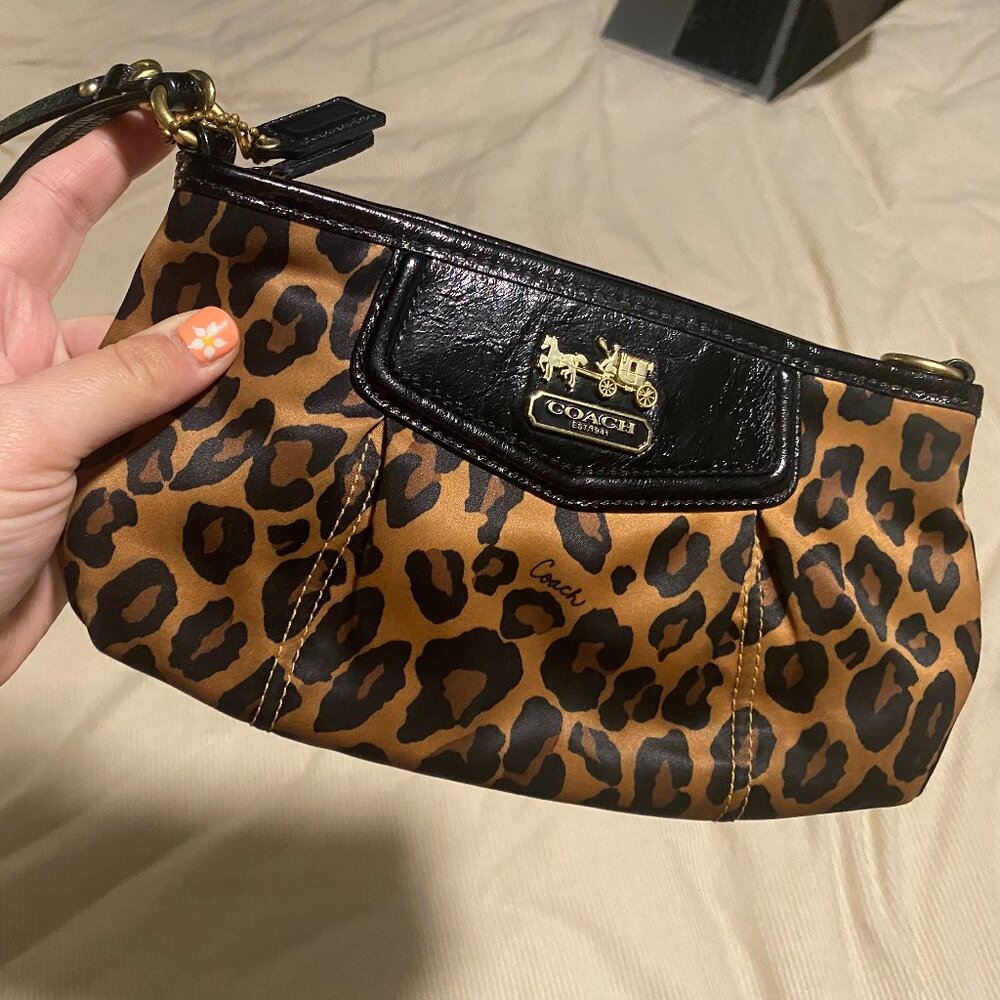 Silk Coach Leopard Wristlet